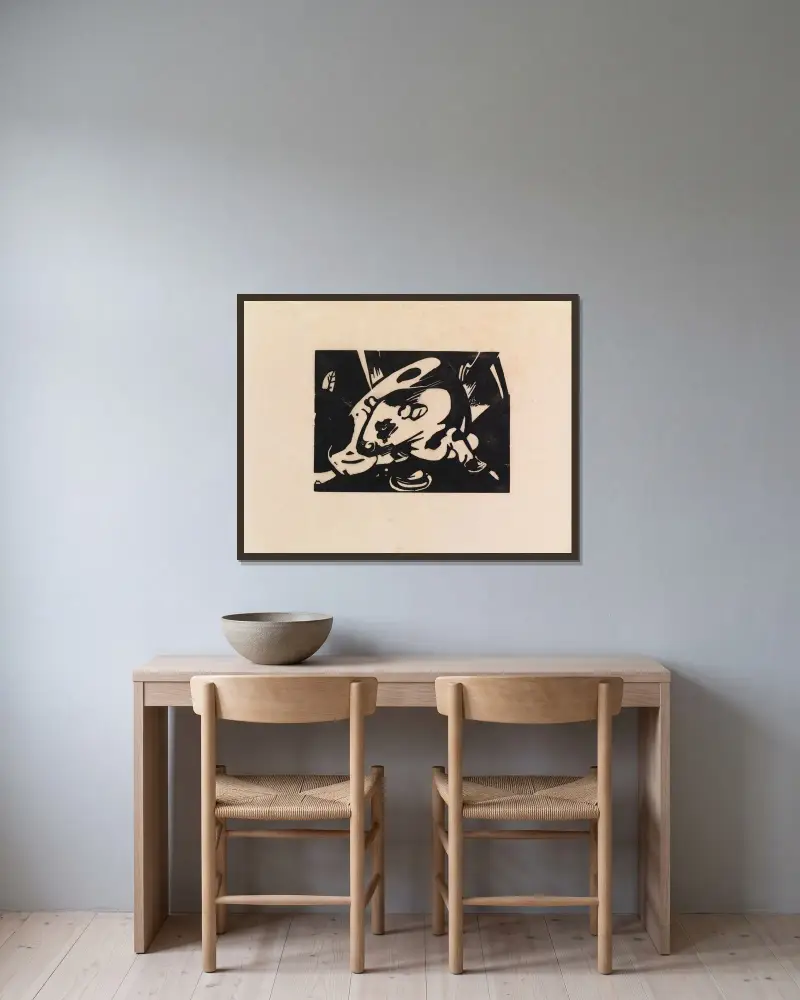 Stier von Franz Marc gerahmt an einer Wand
