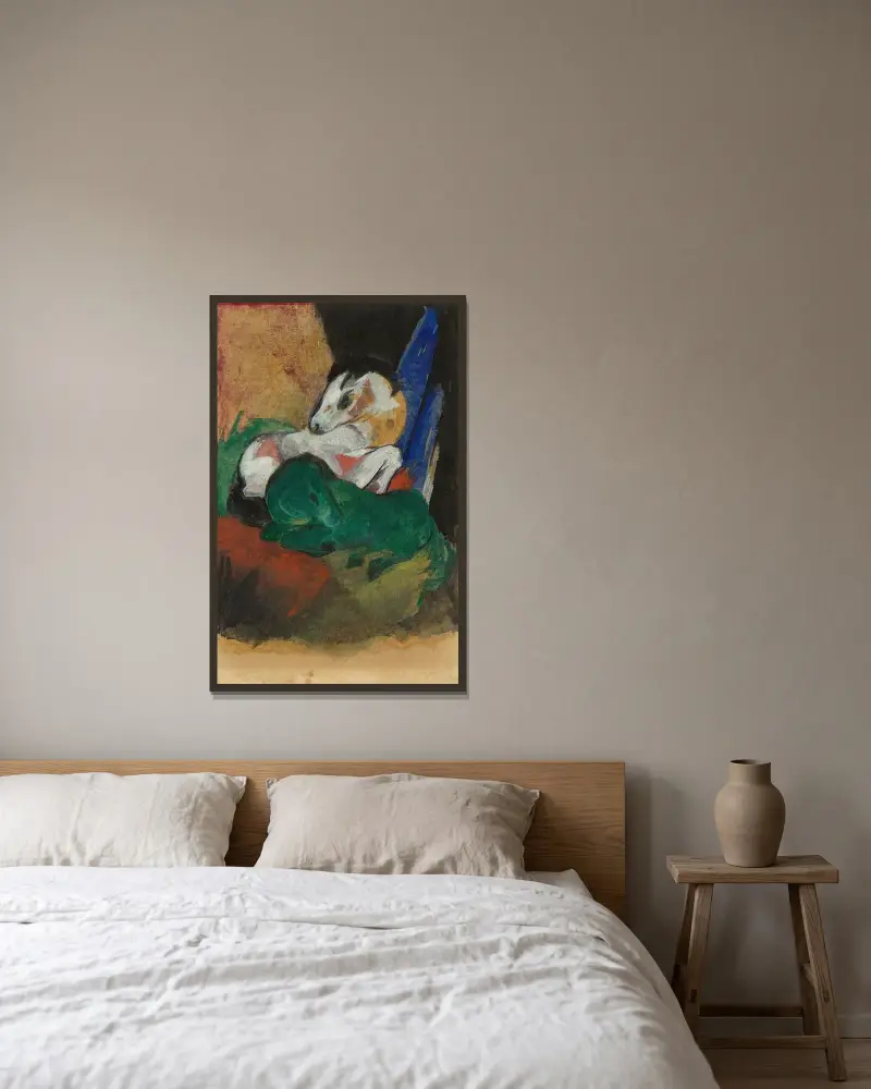 Zielony i biały koń, Franz Marc w ramie na ścianie