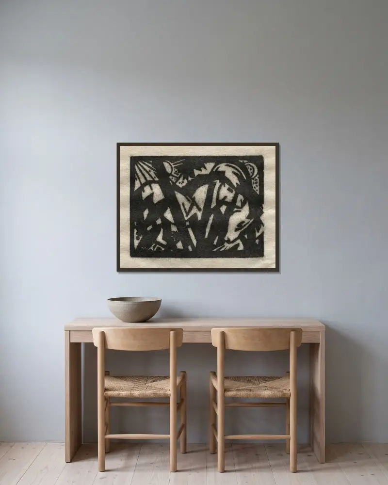 Kůň, Franz Marc v rámu na stěně