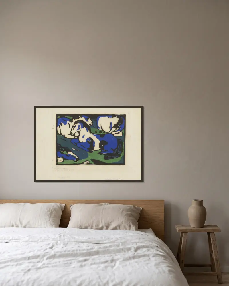 Odpočívající koně, Franz Marc v rámu na stěně