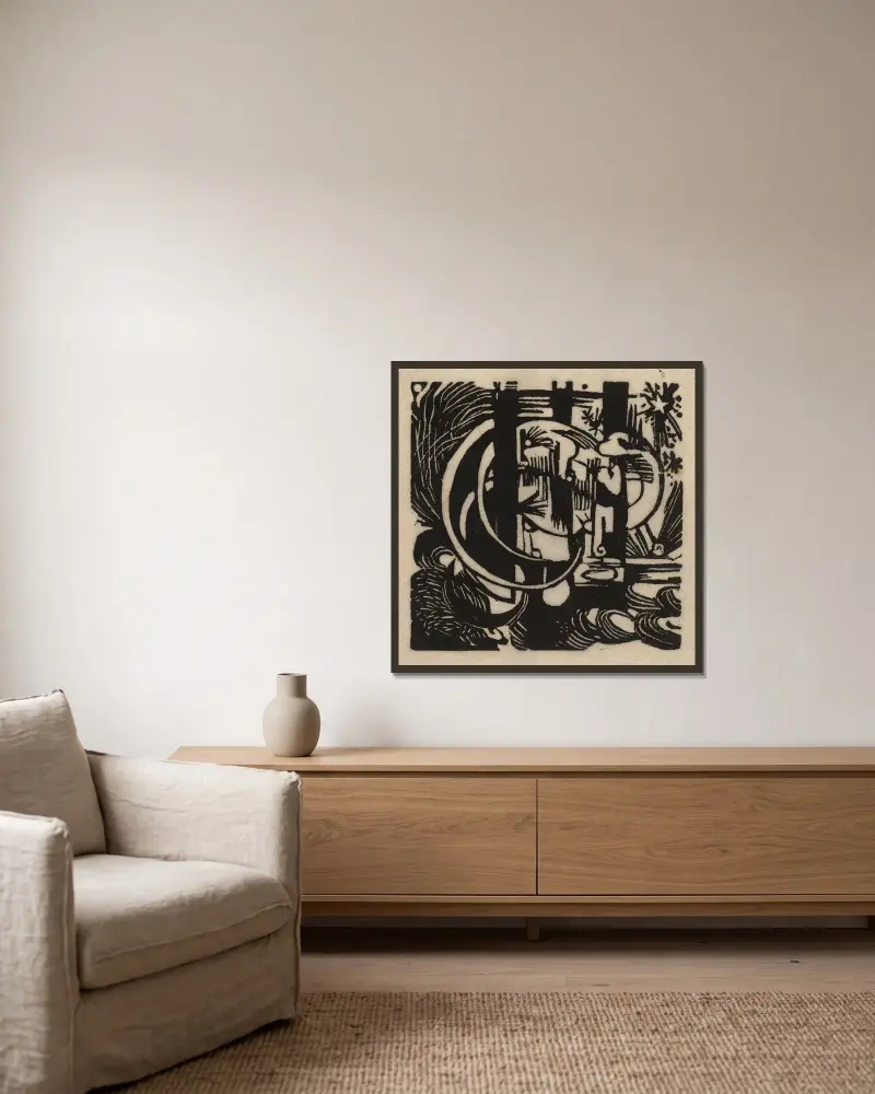 Echsen, 1912 – Nr. 1 von Franz Marc gerahmt an einer Wand