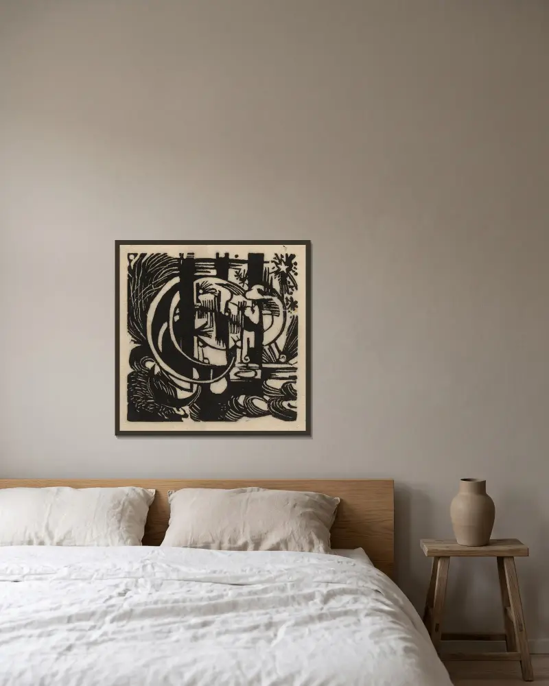 Echsen, 1912 – Nr. 1 von Franz Marc gerahmt an einer Wand
