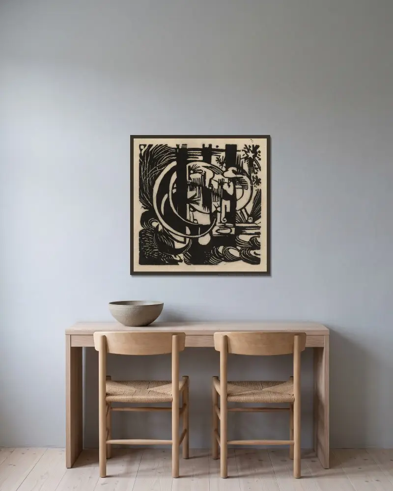 Echsen, 1912 – Nr. 1 von Franz Marc gerahmt an einer Wand