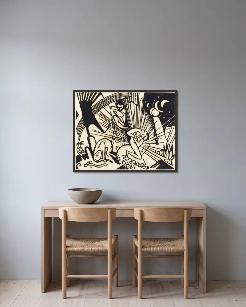 Reconciliation (Versoehnung), Franz Marc v rámu na stěně