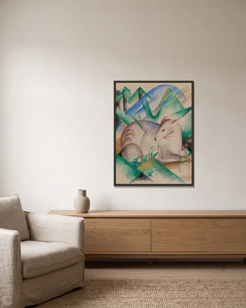 Jeleń, Franz Marc w ramie na ścianie