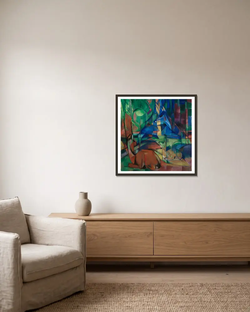 Srny v lese II, Franz Marc v rámu na stěně