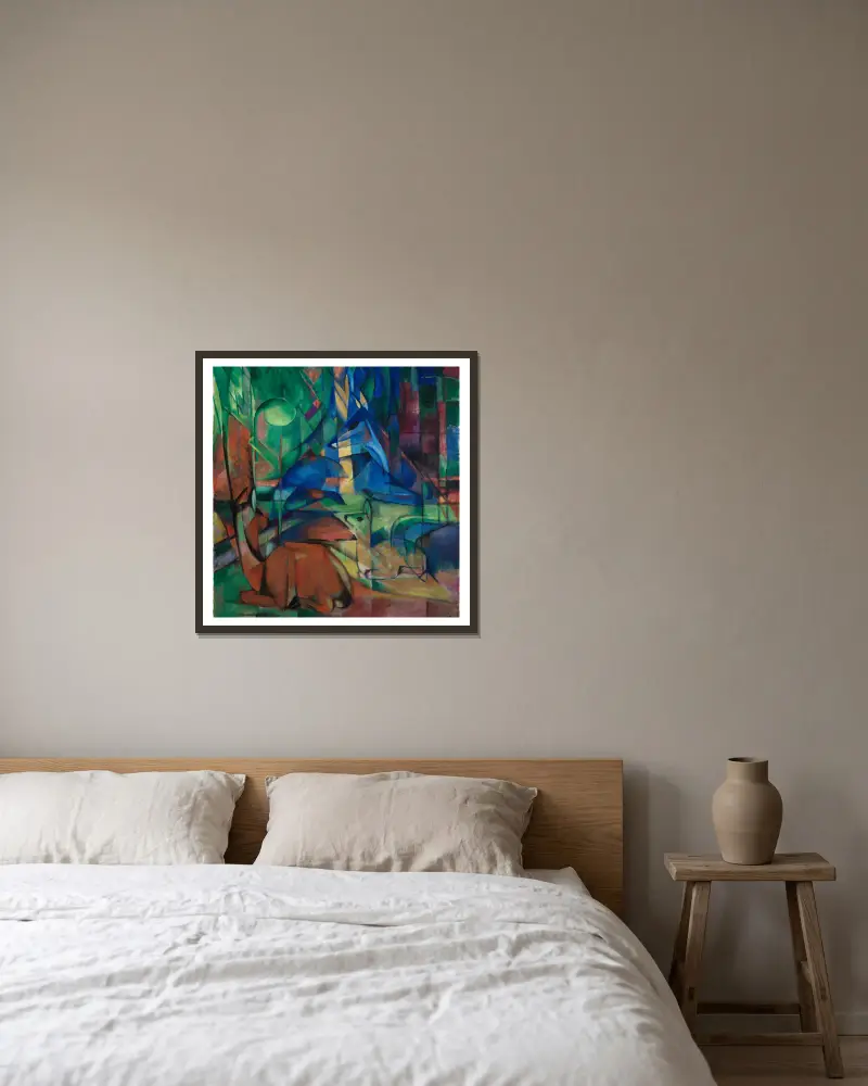 Srny v lese II, Franz Marc v rámu na stěně