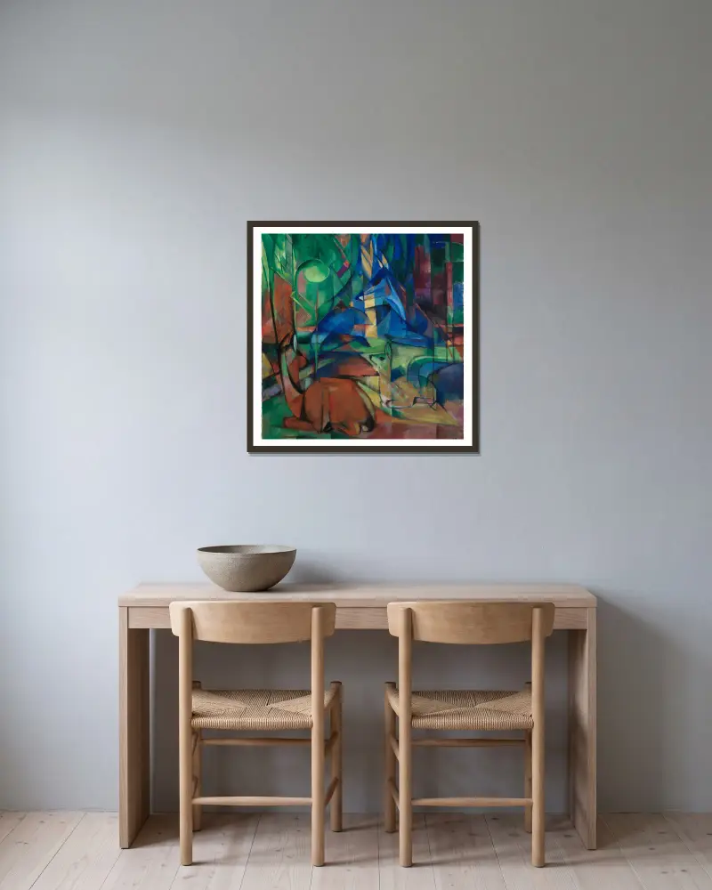 Srny v lese II, Franz Marc v rámu na stěně