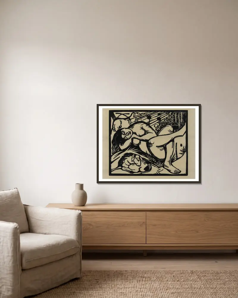 Schlafende Hirtin, 1912 – nr 1 av Franz Marc inramad på en vägg