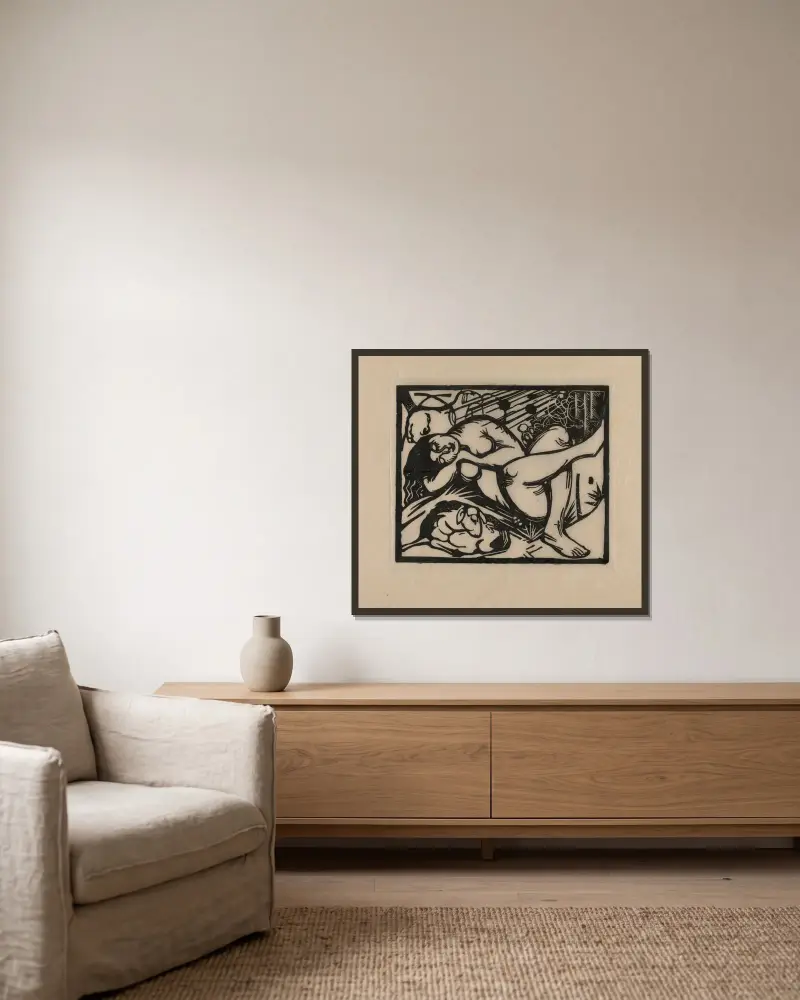 Schlafende Hirtin, 1912 – Nr. 2 – Nr. 2 von Franz Marc gerahmt an einer Wand