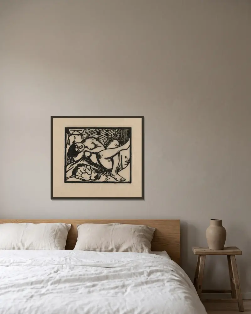 Schlafende Hirtin, 1912 – Nr. 2 – Nr. 2 von Franz Marc gerahmt an einer Wand