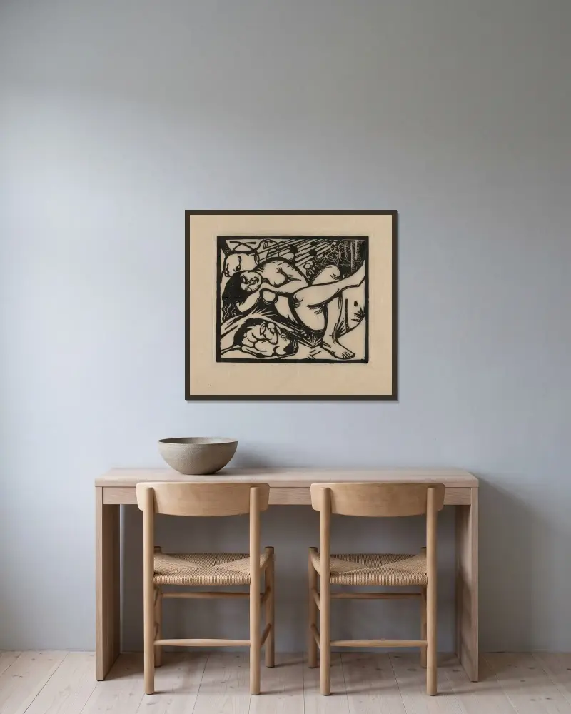 Schlafende Hirtin, 1912 – Nr. 2 – Nr. 2 von Franz Marc gerahmt an einer Wand