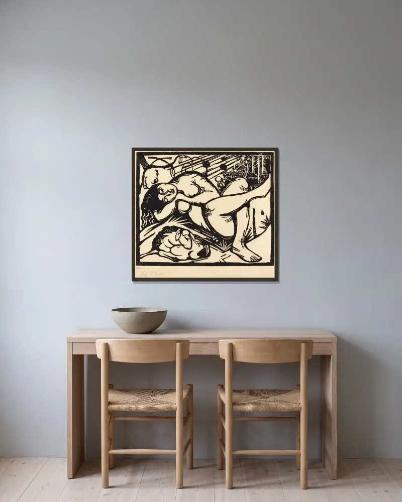 Śpiąca pasterka, 1912 – nr 2 – nr 1, Franz Marc w ramie na ścianie