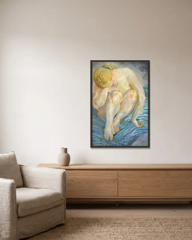 Studie eines weiblichen Aktes von Franz Marc gerahmt an einer Wand