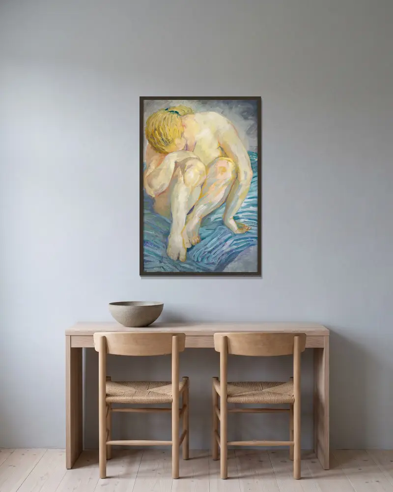 Studie eines weiblichen Aktes von Franz Marc gerahmt an einer Wand