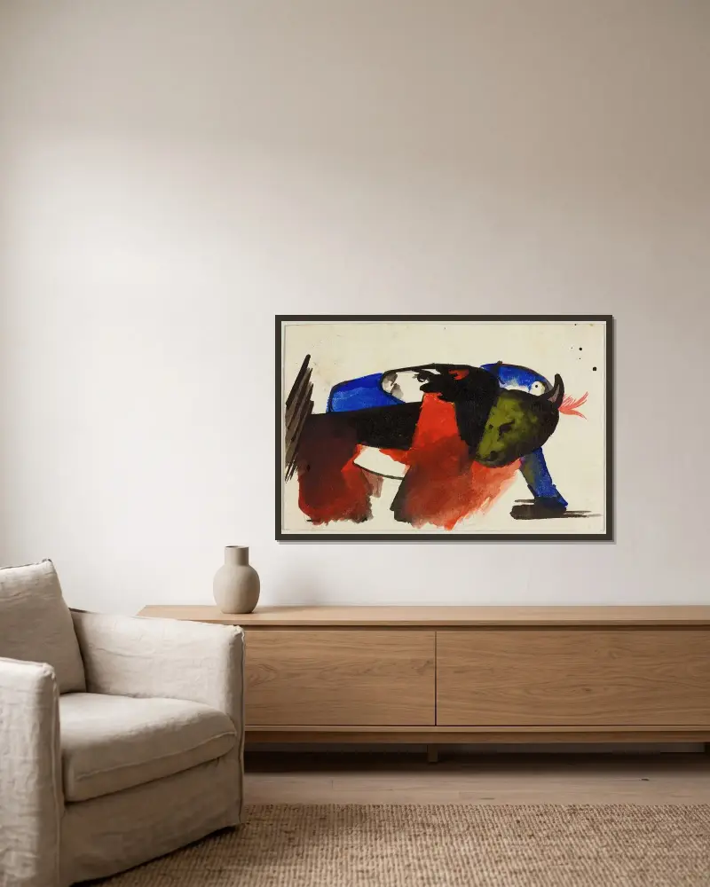 Dwa zwierzęta, Franz Marc w ramie na ścianie