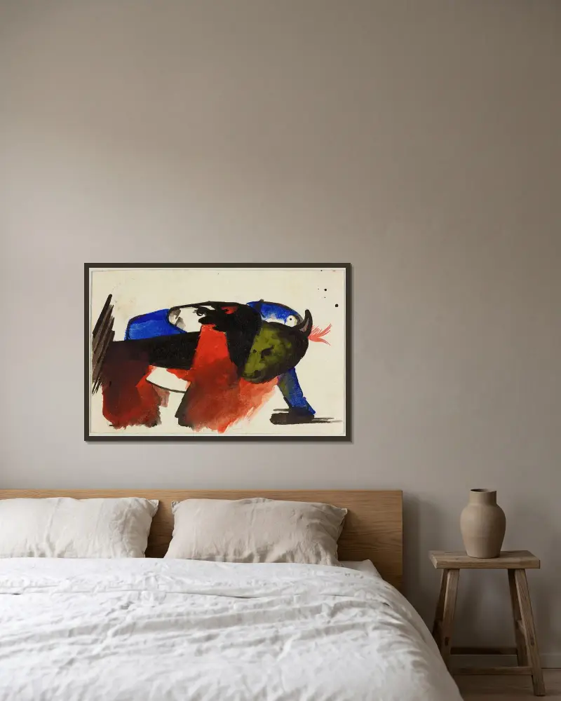 Dwa zwierzęta, Franz Marc w ramie na ścianie