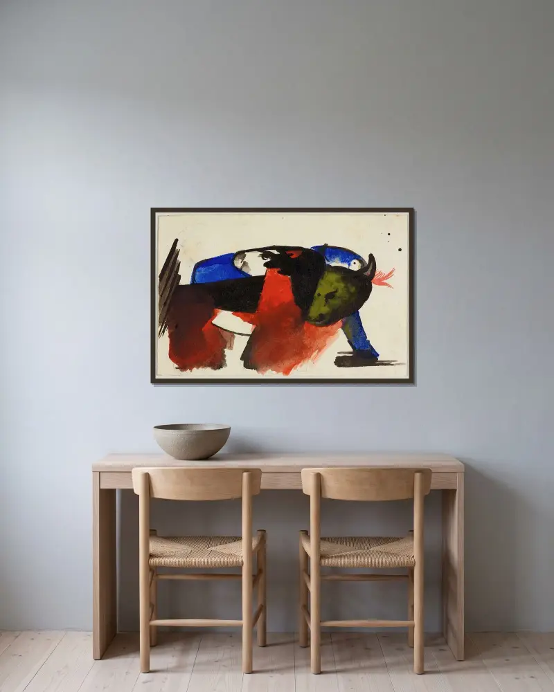 Dwa zwierzęta, Franz Marc w ramie na ścianie
