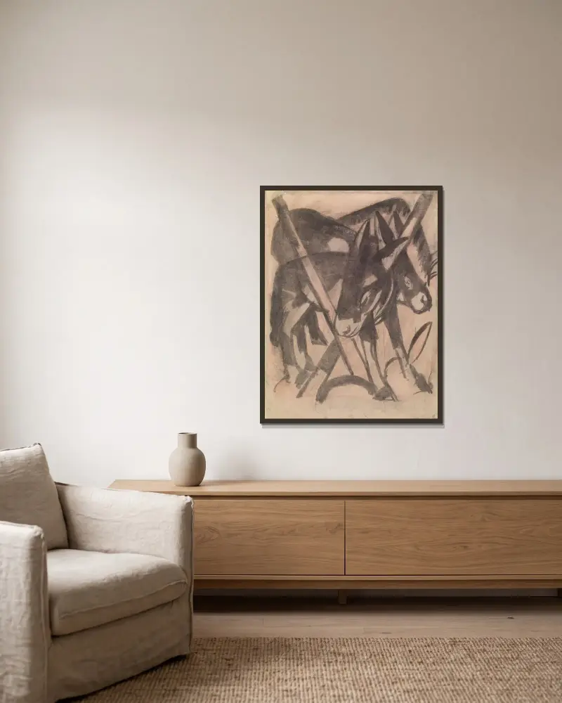 Dva osli, Franz Marc v rámu na stěně