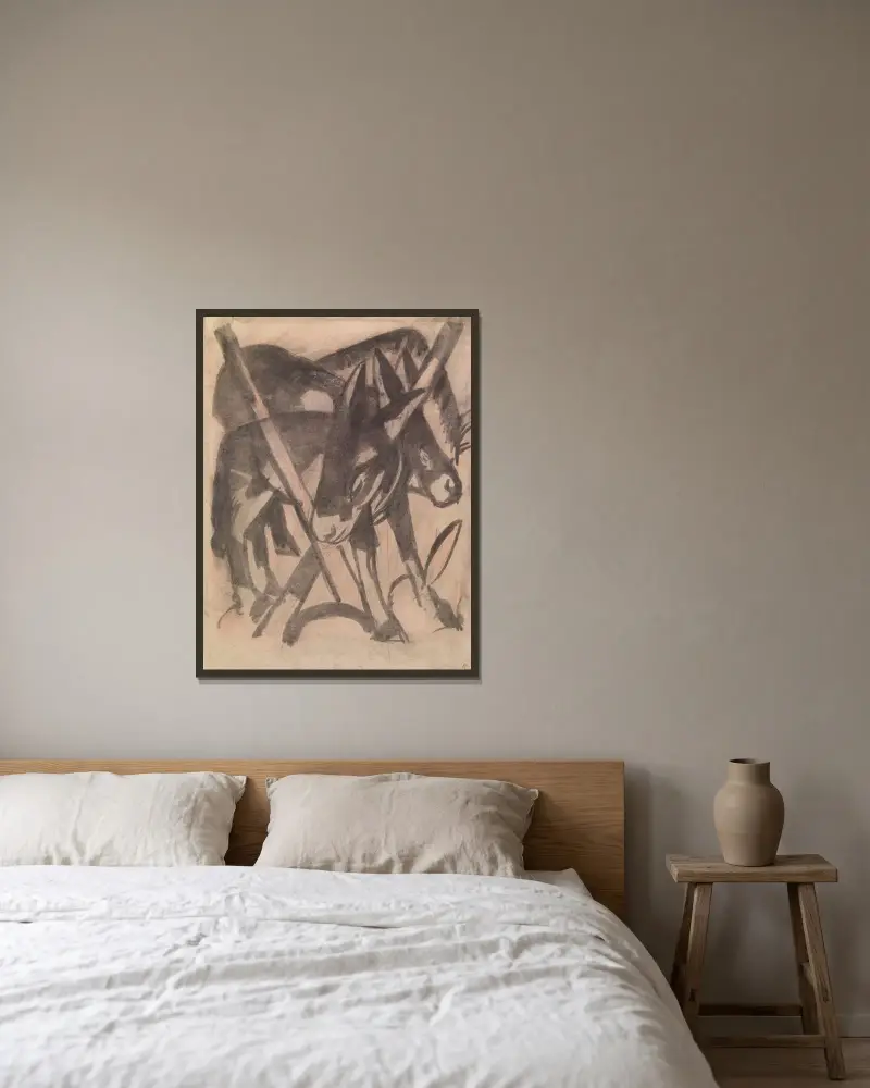 Dva osli, Franz Marc v rámu na stěně