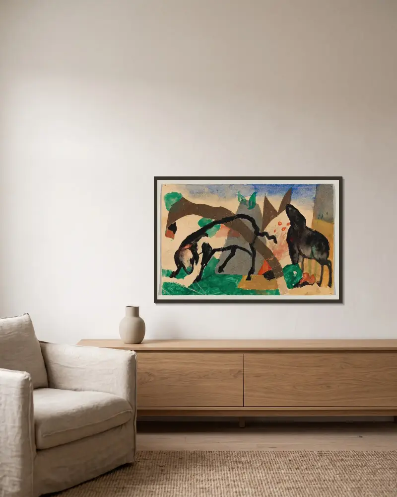 Dwie owce, Franz Marc w ramie na ścianie