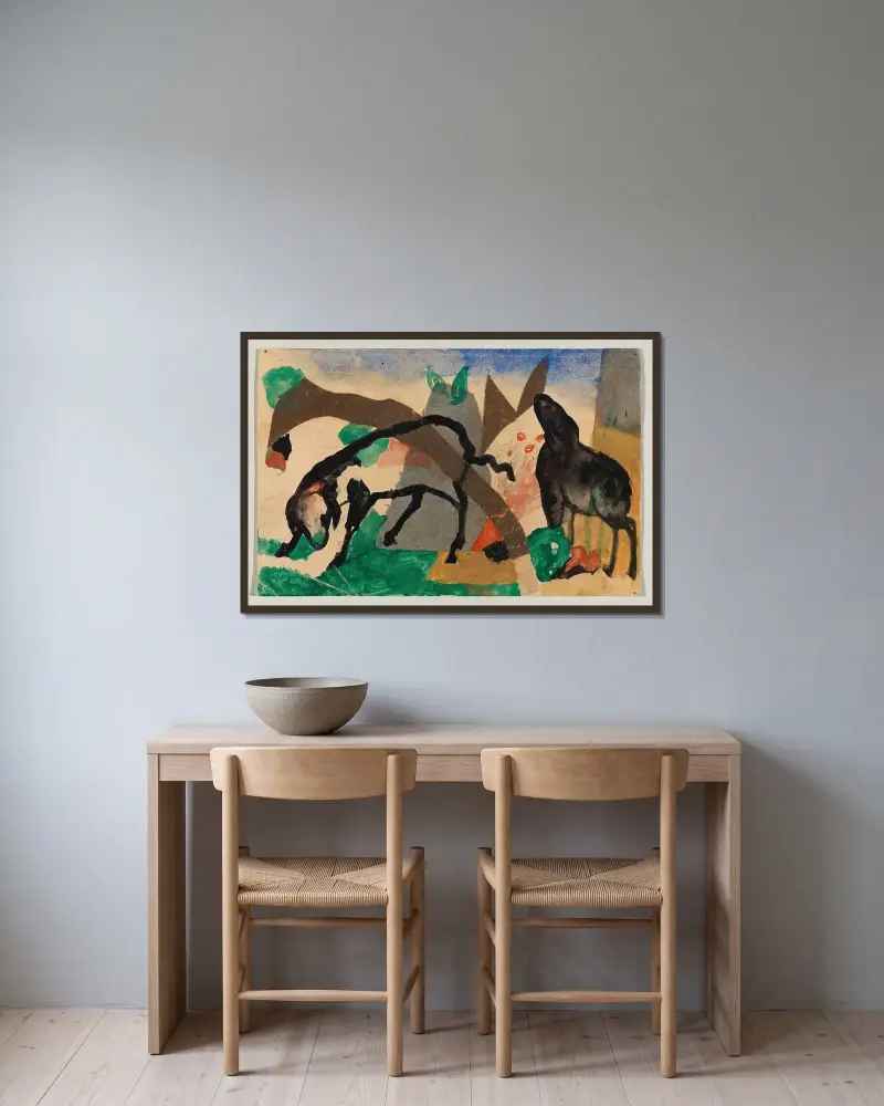 Dwie owce, Franz Marc w ramie na ścianie