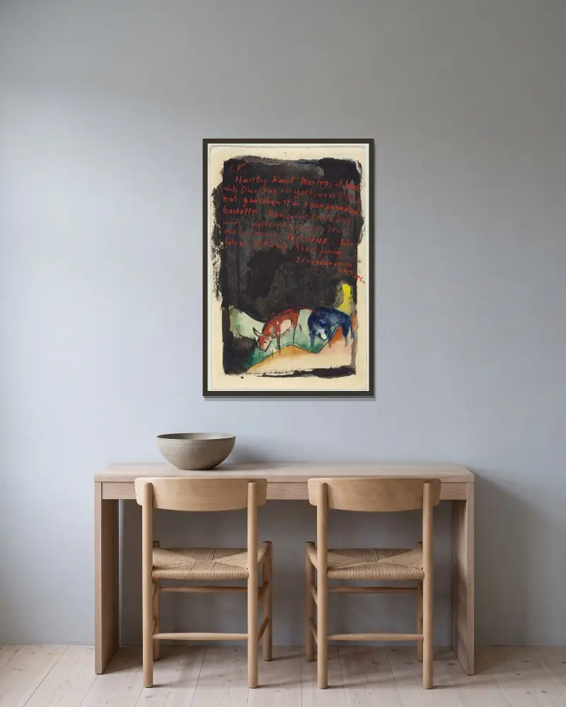 Vermilion, Franz Marc v rámu na stěně
