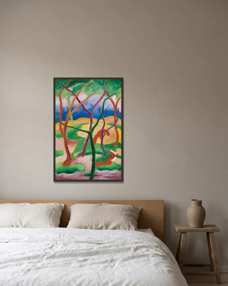 Łasice w zabawie, Franz Marc w ramie na ścianie