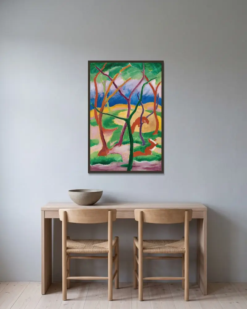 Łasice w zabawie, Franz Marc w ramie na ścianie