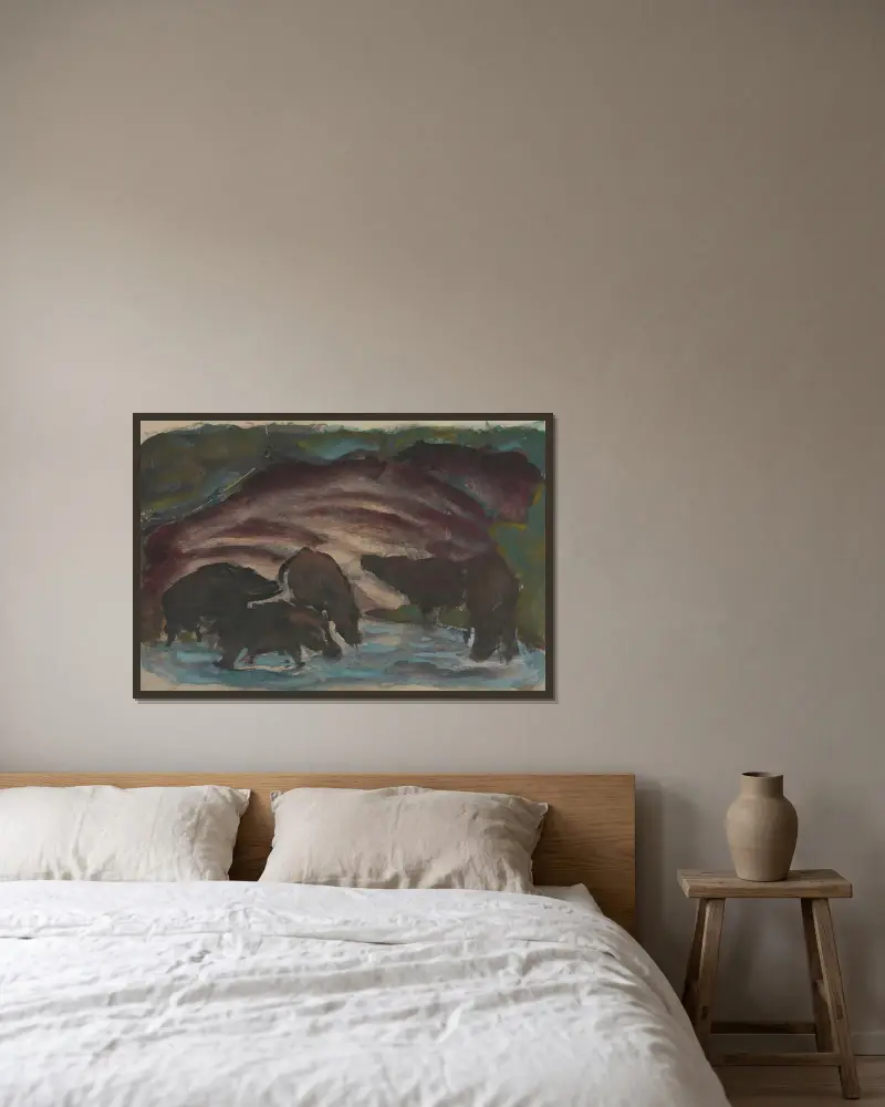 Divoká prasata ve vodě, Franz Marc v rámu na stěně