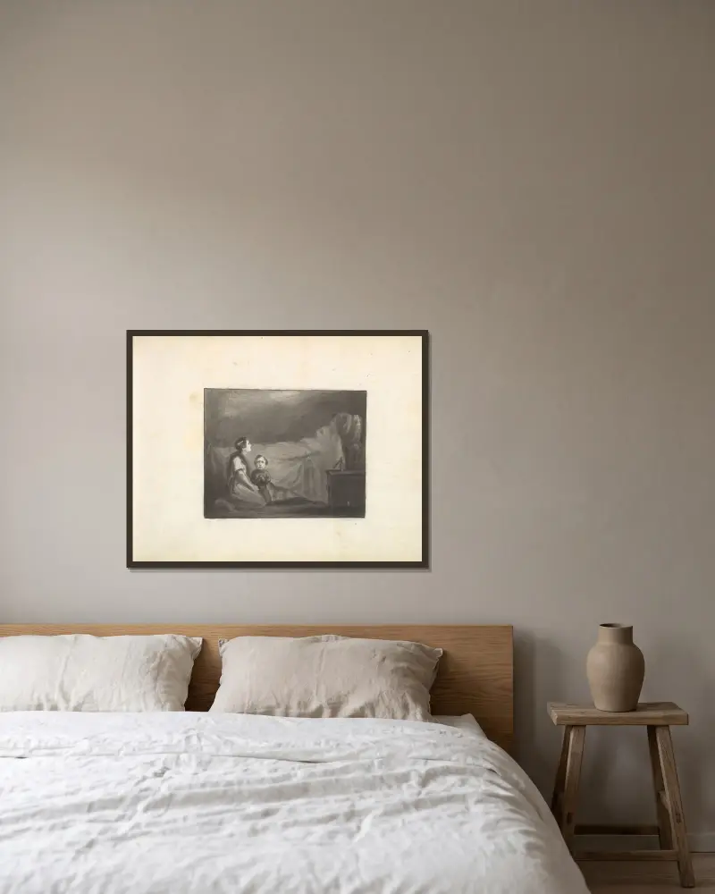 Eine Sterbeszene von Frederic Leighton gerahmt an einer Wand