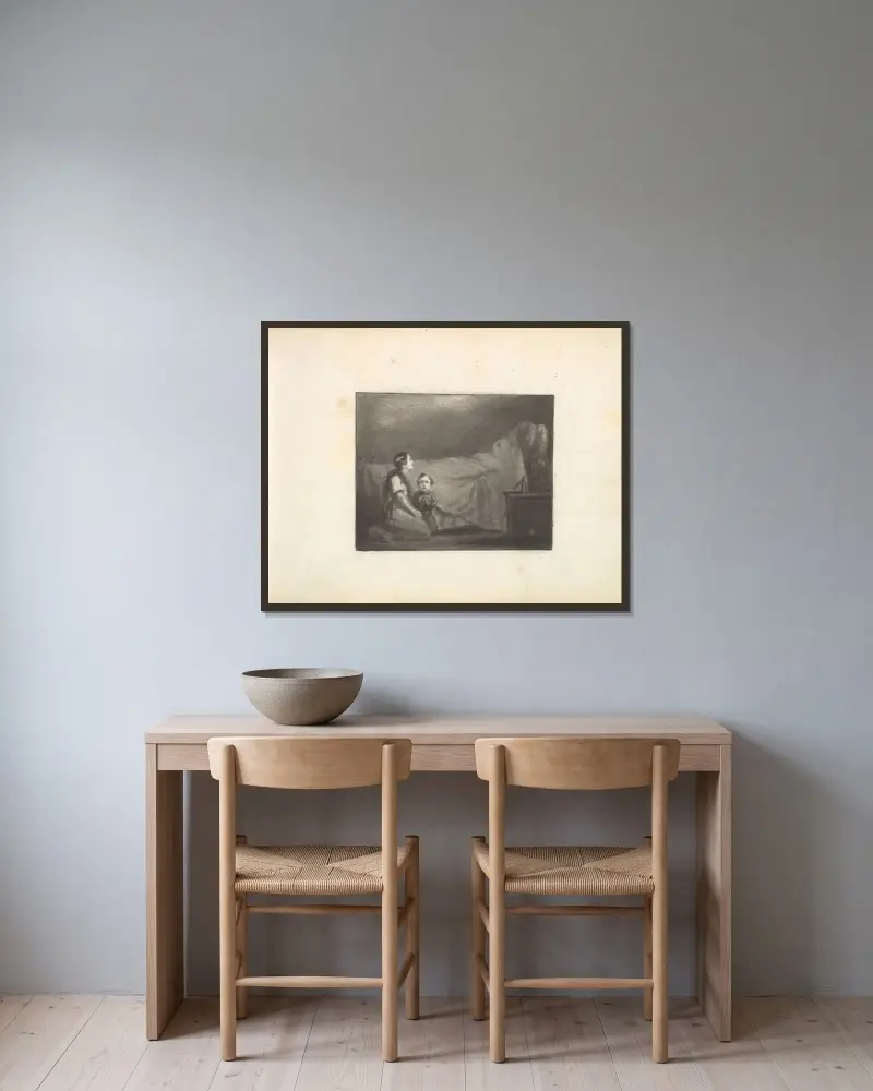 Eine Sterbeszene von Frederic Leighton gerahmt an einer Wand