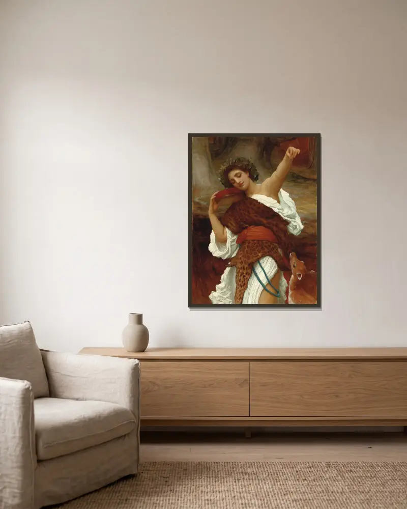 Bacchante av Frederic Leighton inramad på en vägg