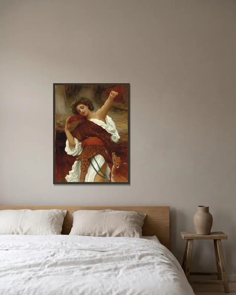 Bacchante av Frederic Leighton inramad på en vägg