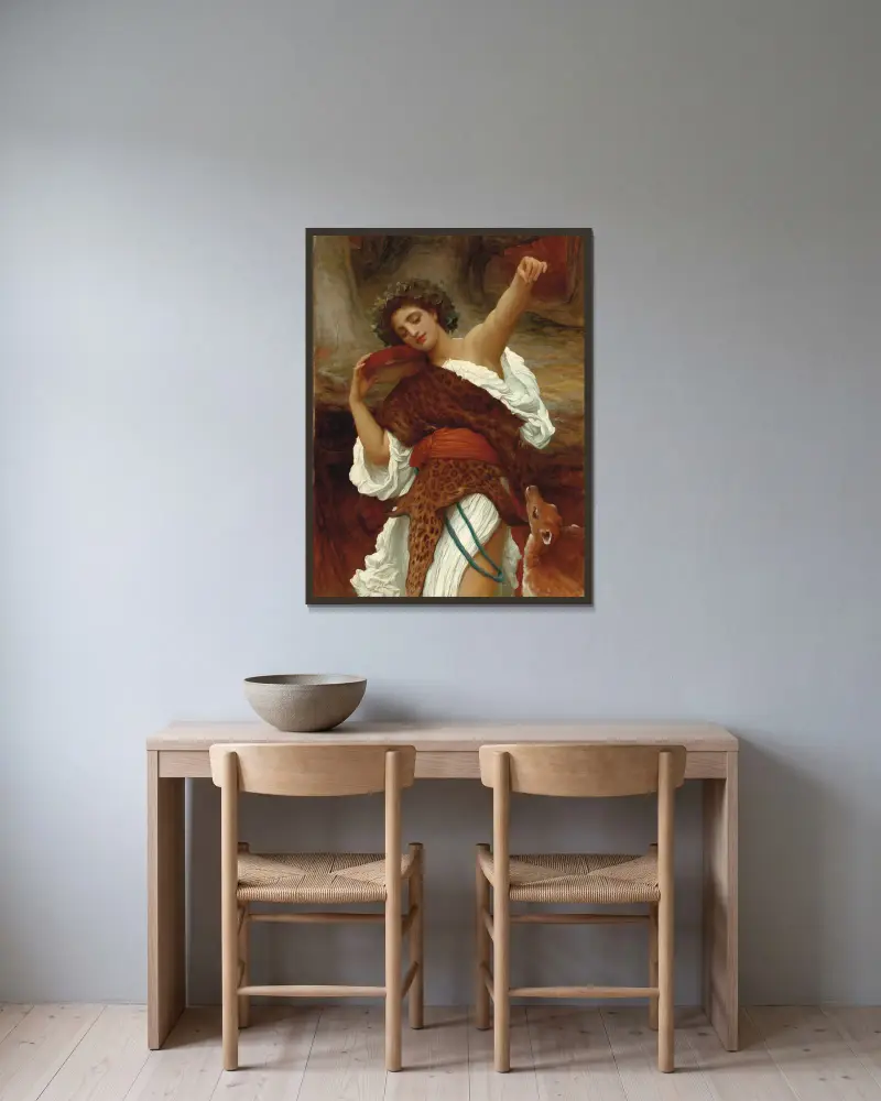Bacchante av Frederic Leighton inramad på en vägg