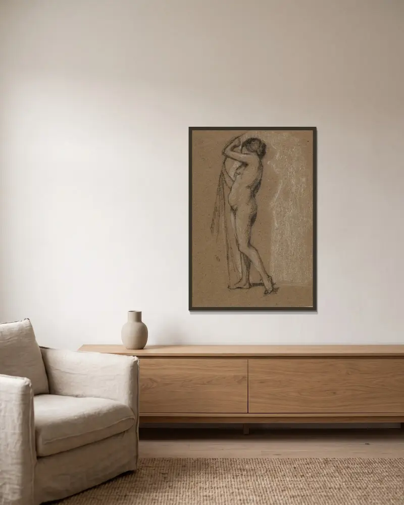 Female nude av Frederic Leighton inramad på en vägg