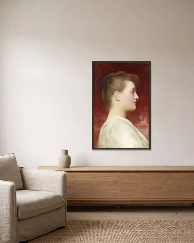 Girl in profile av Frederic Leighton inramad på en vägg