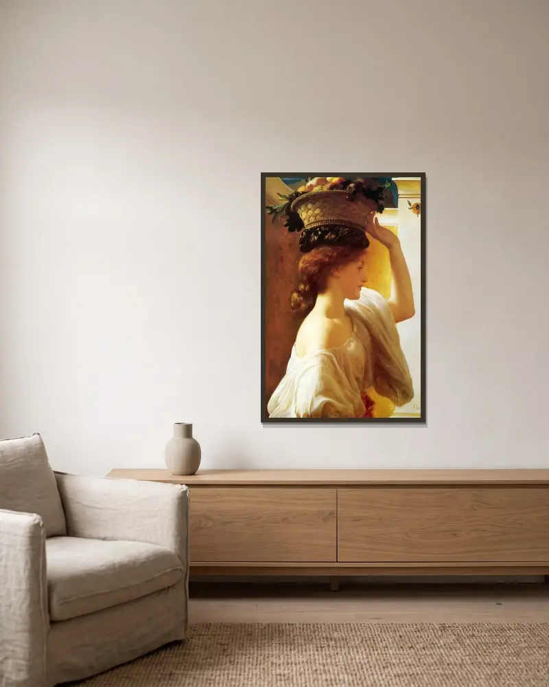 Dziewczynka z koszem owoców, Frederic Leighton w ramie na ścianie
