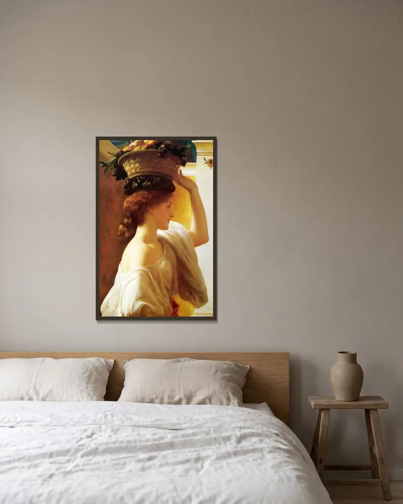 Dziewczynka z koszem owoców, Frederic Leighton w ramie na ścianie