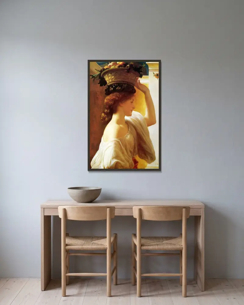 Dziewczynka z koszem owoców, Frederic Leighton w ramie na ścianie