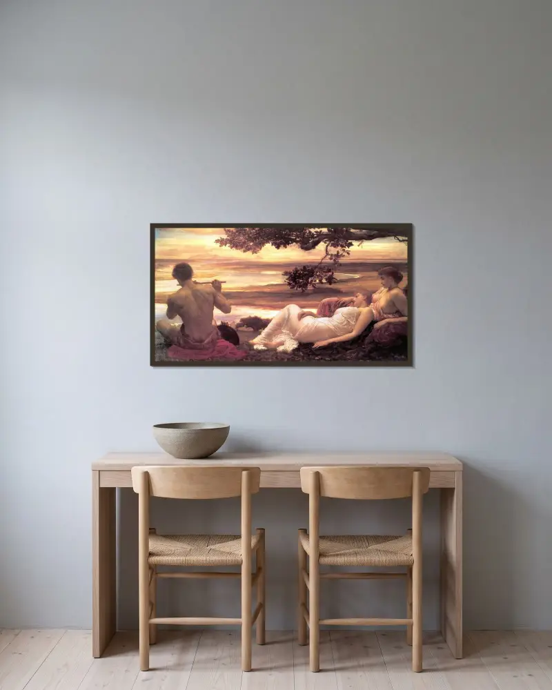 Idyll av Frederic Leighton inramad på en vägg