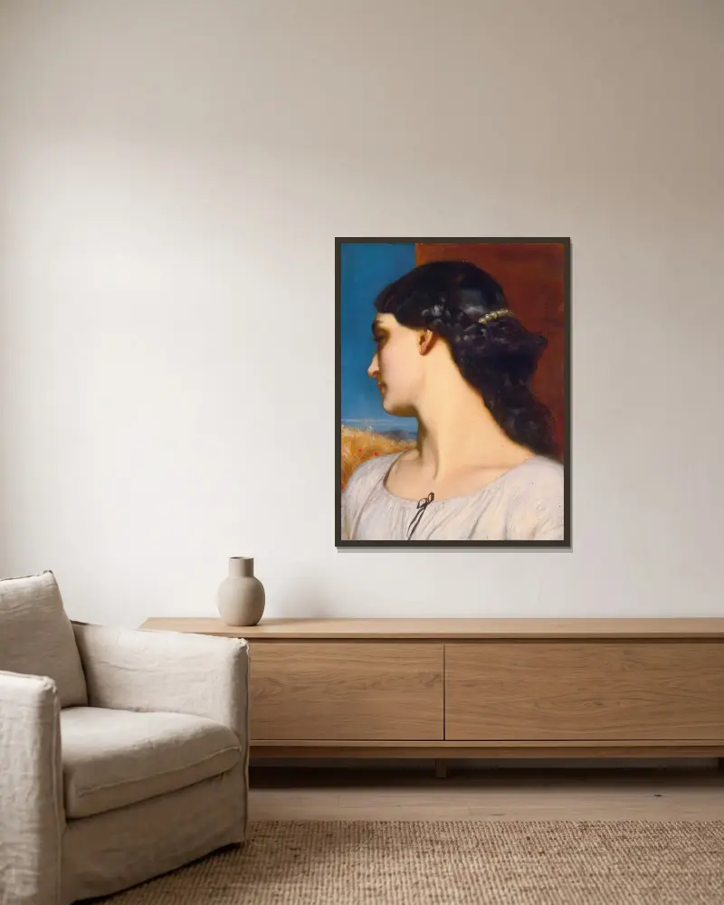 La Nanna (Sonnige Stunden) von Frederic Leighton gerahmt an einer Wand
