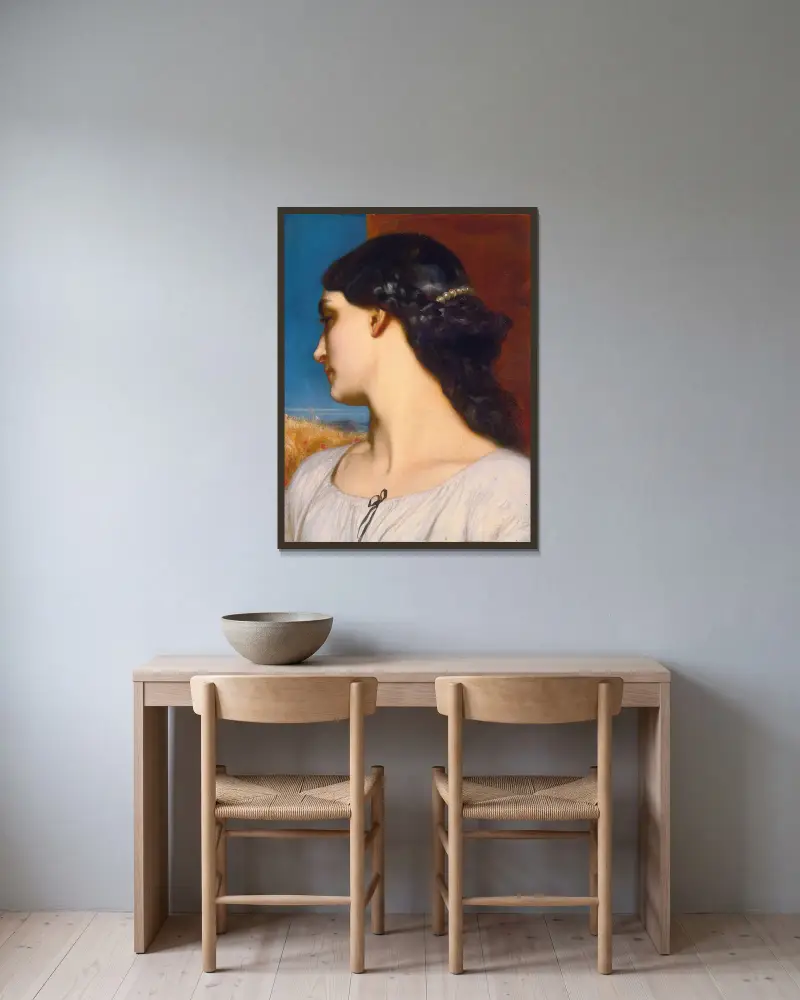 La Nanna (Sonnige Stunden) von Frederic Leighton gerahmt an einer Wand
