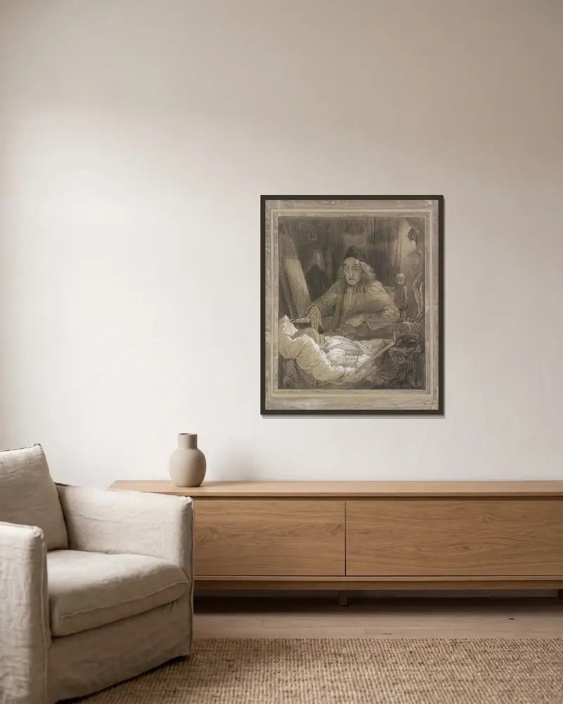 Luca Signorelli målar sin döde son av Frederic Leighton inramad på en vägg