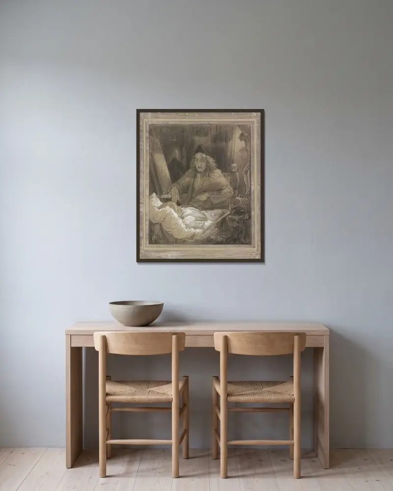 Luca Signorelli målar sin döde son av Frederic Leighton inramad på en vägg
