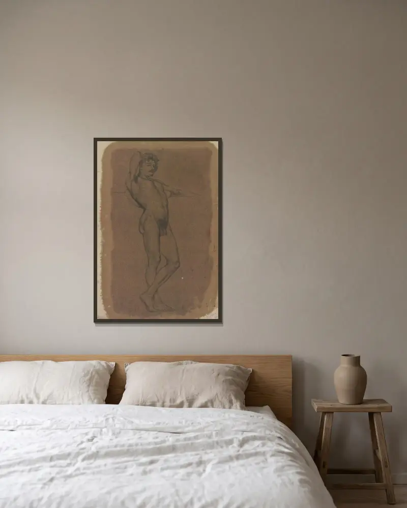 Male nude av Frederic Leighton inramad på en vägg