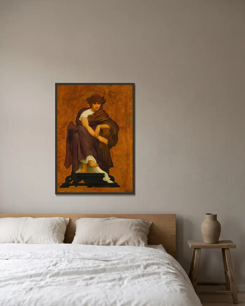 Mnemosyne, musernas moder av Frederic Leighton inramad på en vägg