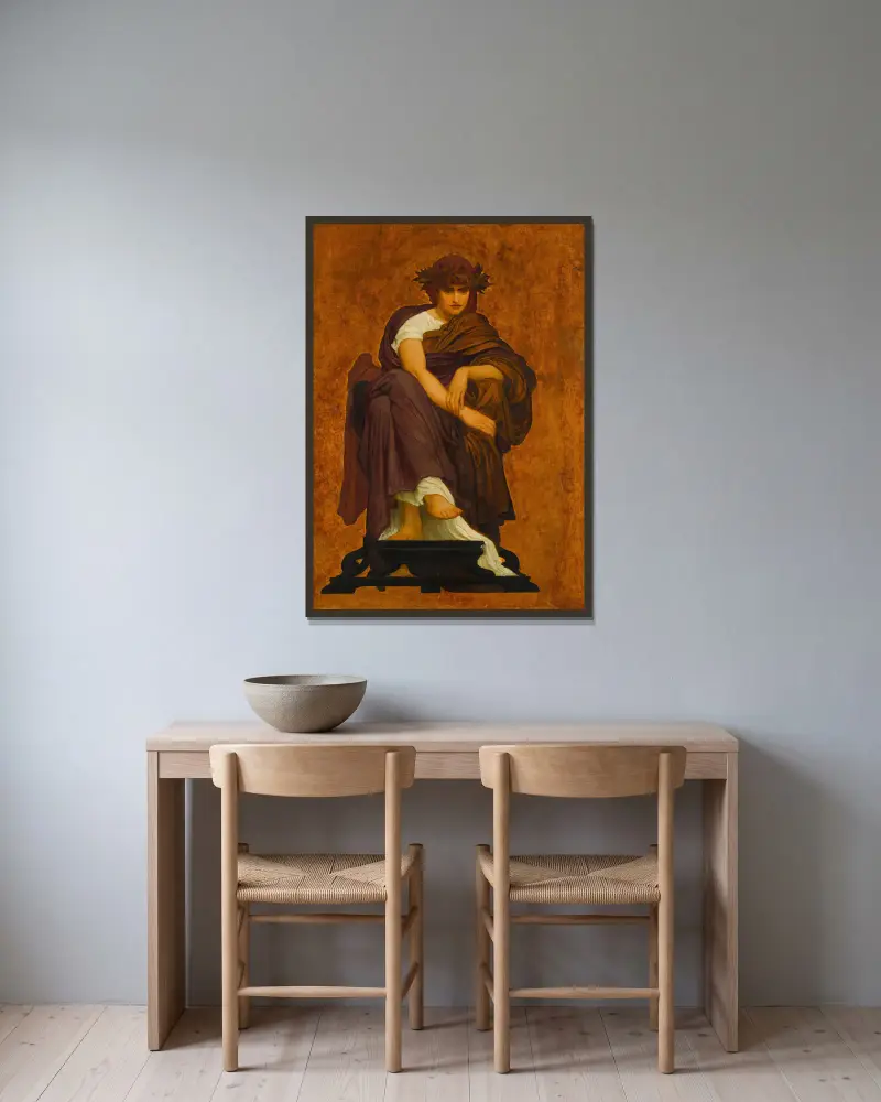 Mnemosyne, musernas moder av Frederic Leighton inramad på en vägg