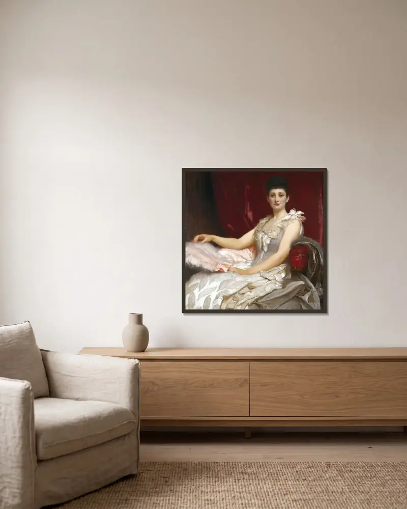 Porträtt av Amy Augusta, Lady Coleridge av Frederic Leighton inramad på en vägg