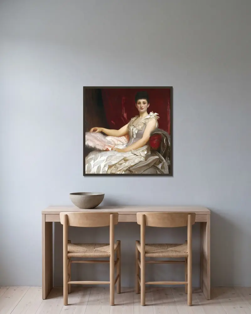 Porträtt av Amy Augusta, Lady Coleridge av Frederic Leighton inramad på en vägg
